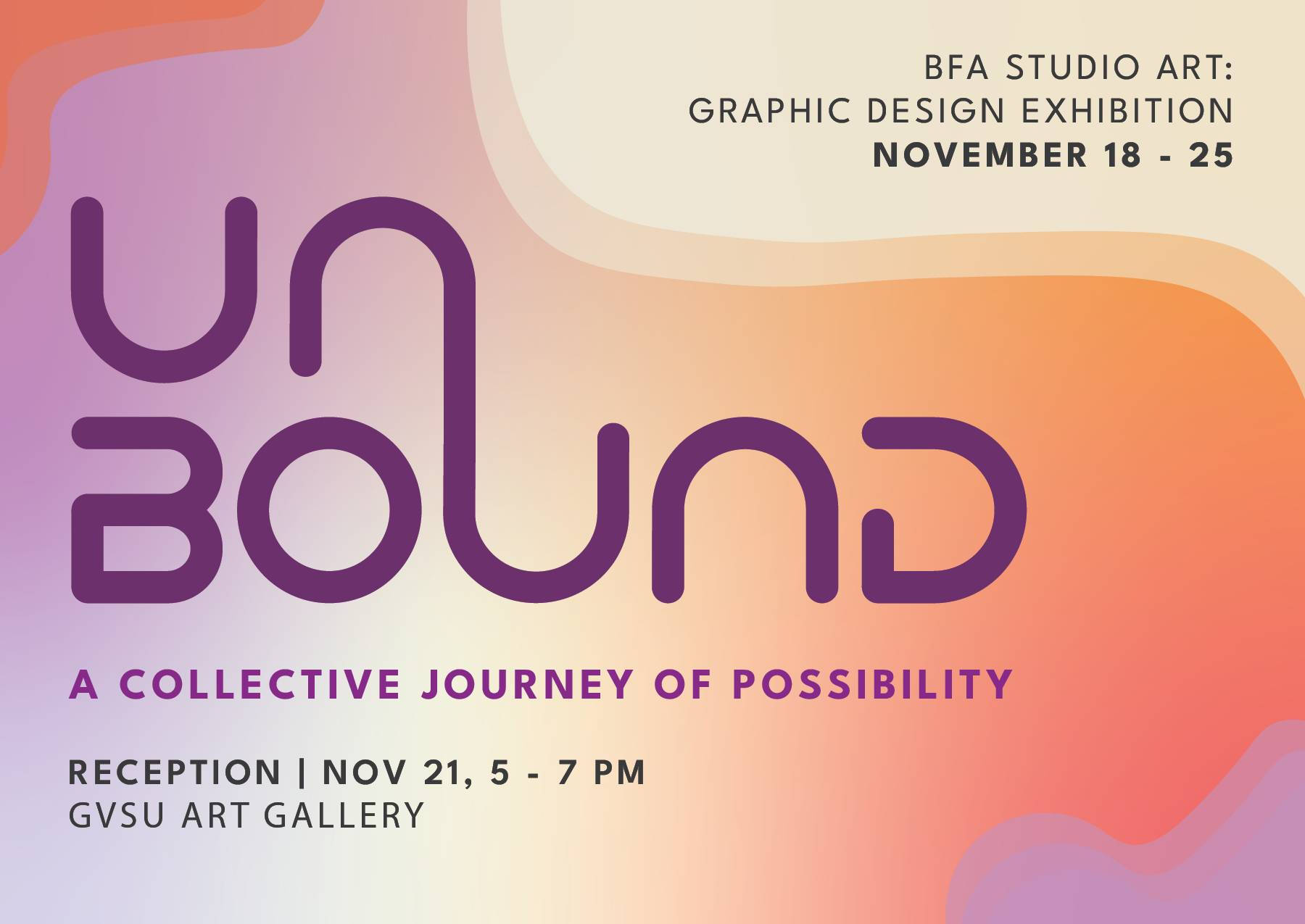 Postcard design for BFA Student exhibition Unbound
